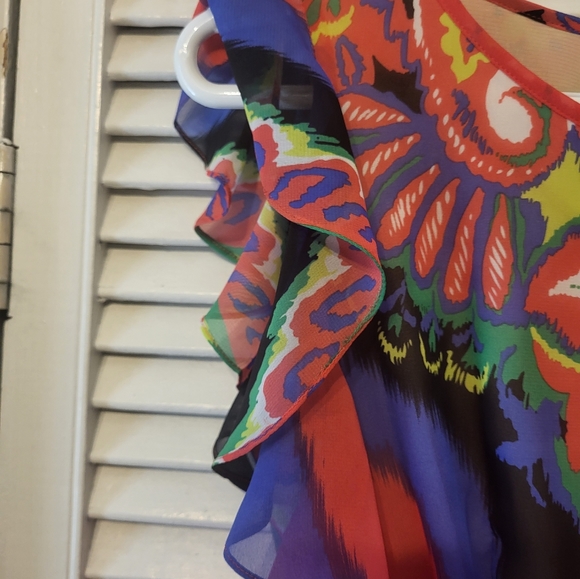 Rampage colorful ruffle top - Picture 4 of 8